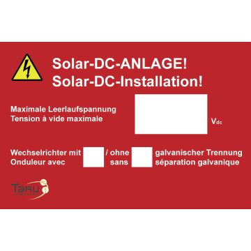 Klebe-Etiketten "Solar DC-Anlage" 20 Stk